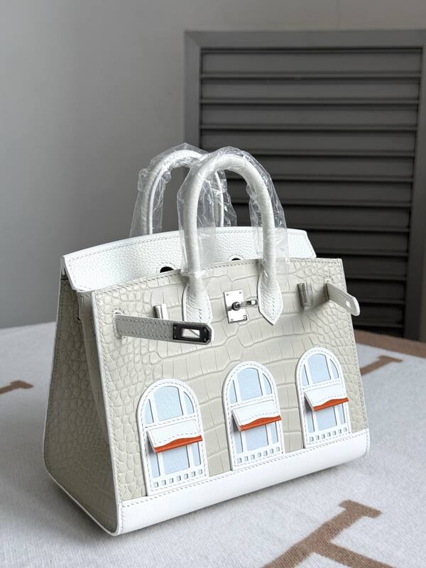 Hermes Birkin 20 White matte crocodile handbag — AAA Quality Replica