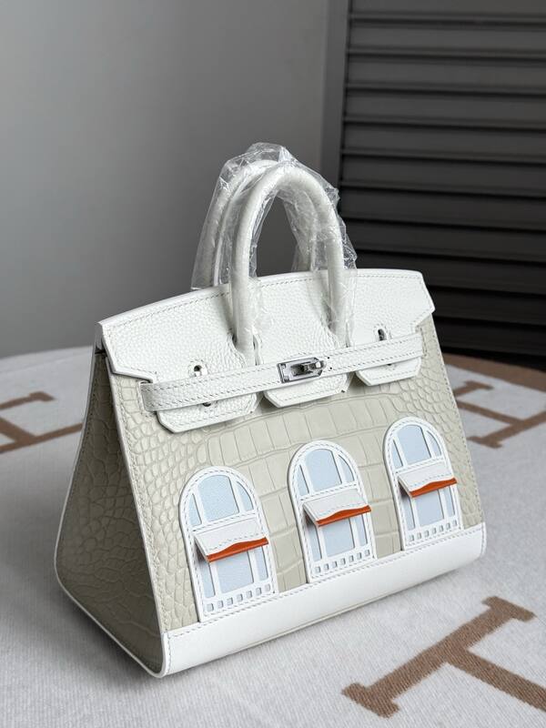 Hermes Birkin 20 White matte crocodile handbag — Top Quality Replica