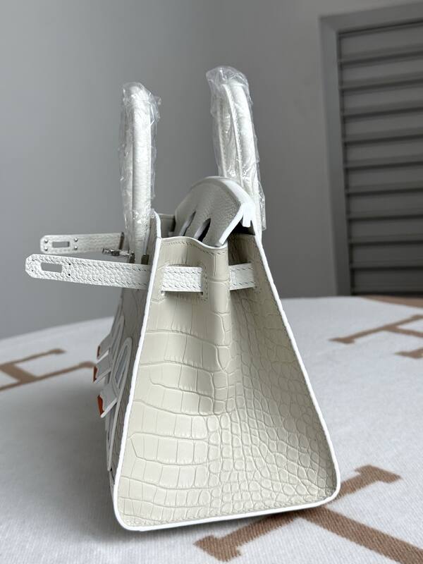 Hermes Birkin 20 White matte crocodile handbag — Top Quality Replica