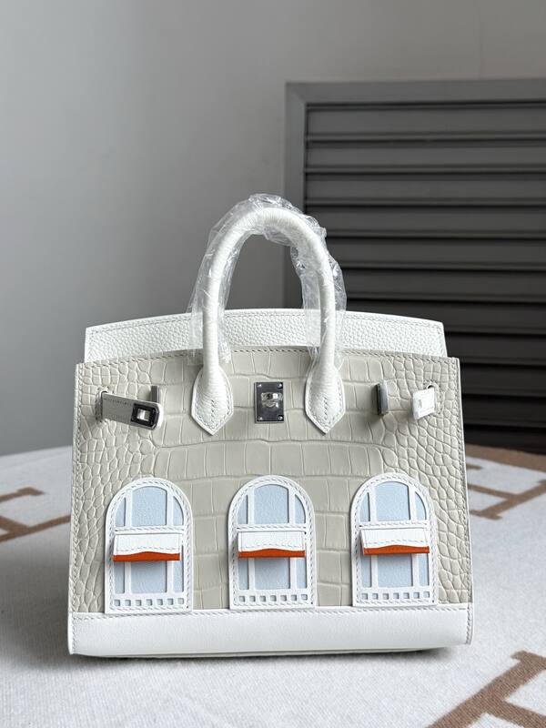 Hermes Birkin 20 White matte crocodile handbag — Top Quality Replica