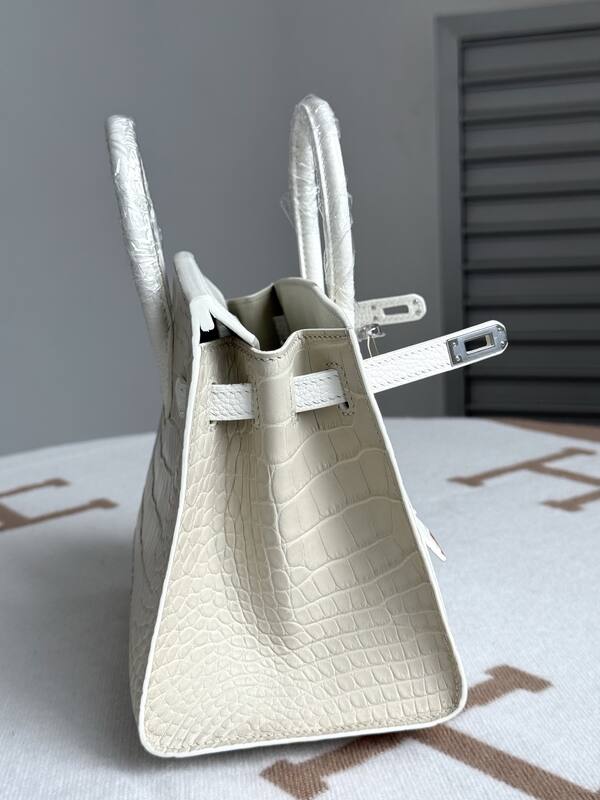 Hermes Birkin 20 Matte white crocodile handbag — AAA Quality Replica