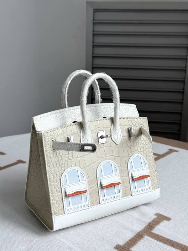 Hermes Birkin 20 Matte white crocodile handbag — AAA Quality Replica