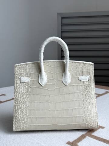 Hermes Birkin 20 Matte white crocodile 20cm handbag AAA Quality Replica