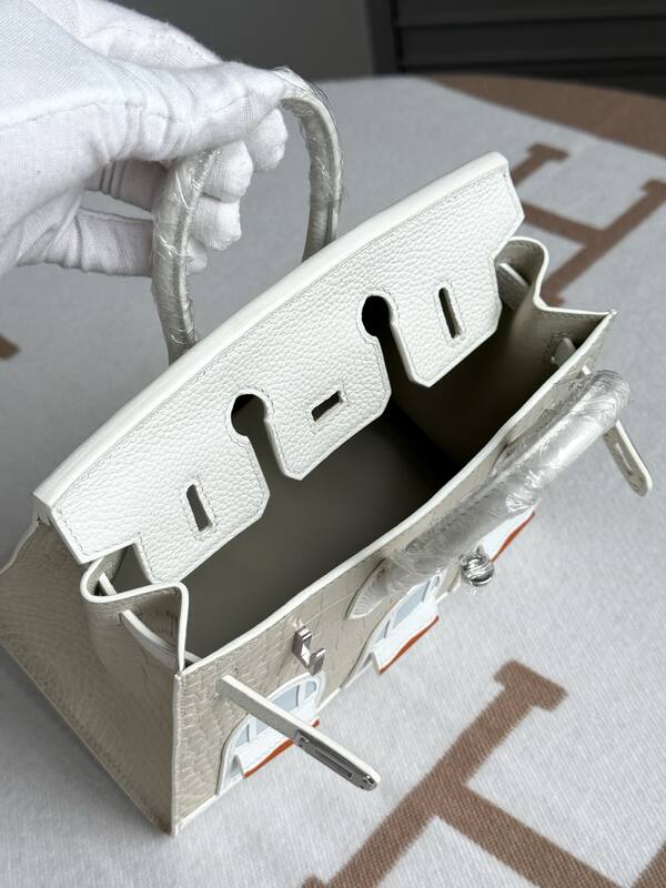 Hermes Birkin 20 Matte white crocodile handbag — AAA Quality Replica