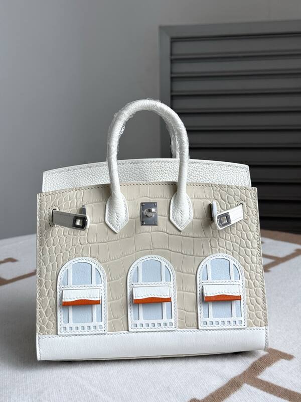 Hermes Birkin 20 Matte white crocodile handbag — AAA Quality Replica