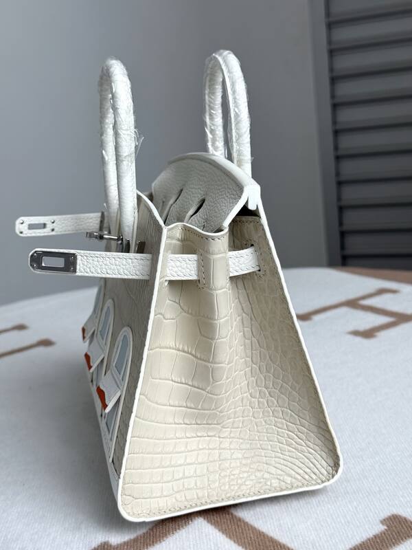 Hermes Birkin 20 Matte white crocodile handbag — AAA Quality Replica