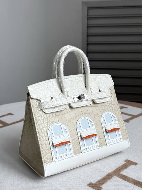 Hermes Birkin 20 Matte white crocodile handbag — AAA Quality Replica