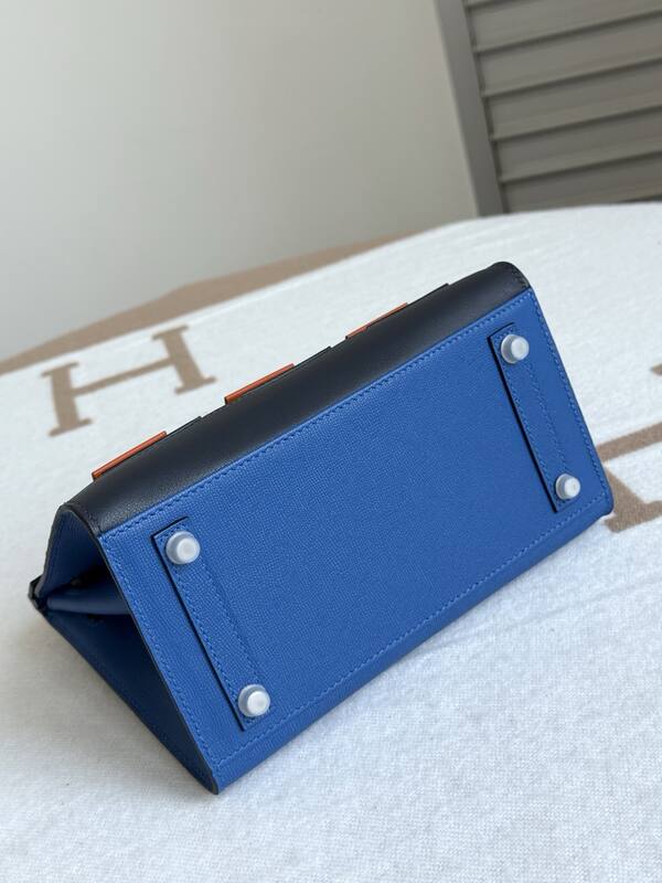 Hermes Birkin Blue and Black Croc-embossed leather 20 everyday — AAA Quality Replica