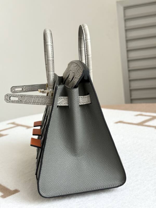 Hermes Birkin 20 Grey and White handbag — Top Quality Replica