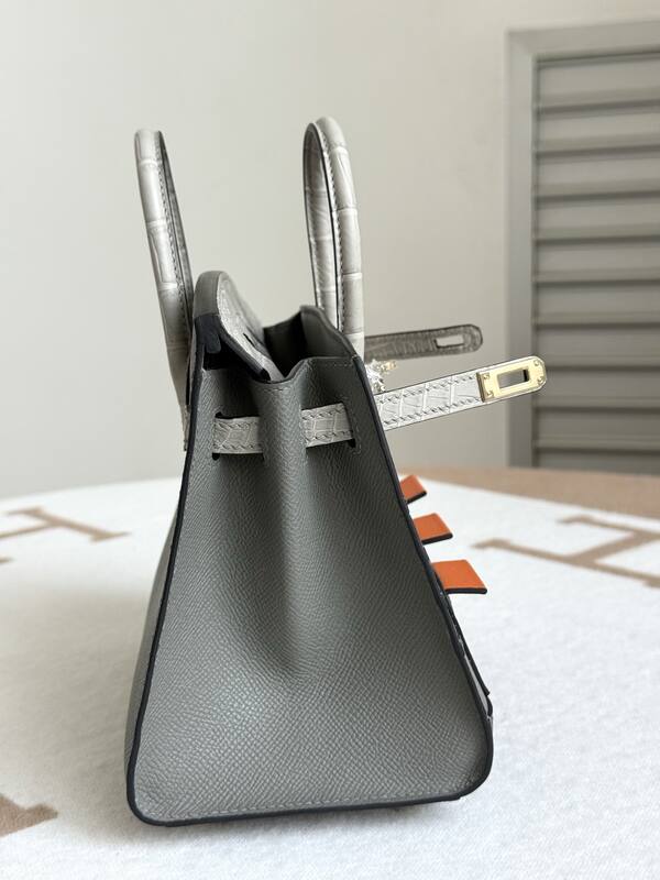 Hermes Birkin 20 Grey and White handbag — Top Quality Replica