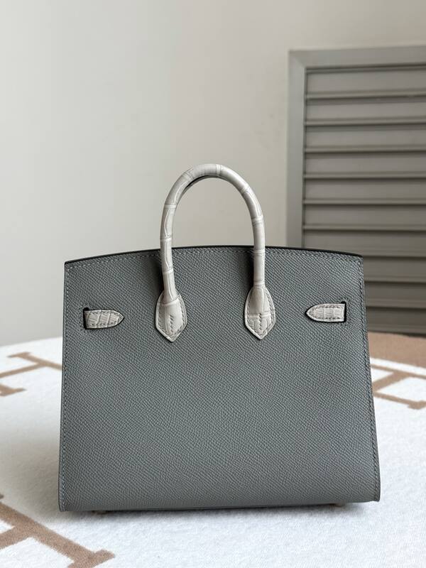 Hermes Birkin 20 Grey and White handbag — Top Quality Replica