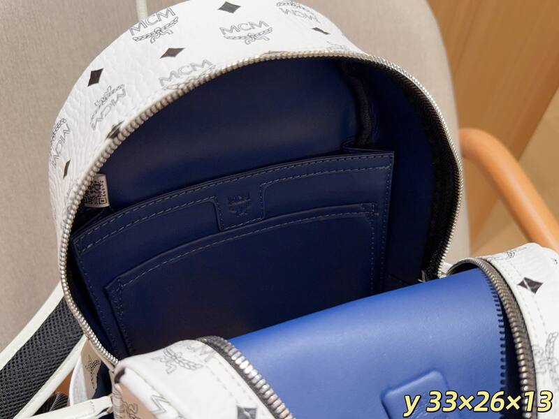 MCM Stark White Visetos 33x26x13cm backpack — AAA Quality Replica