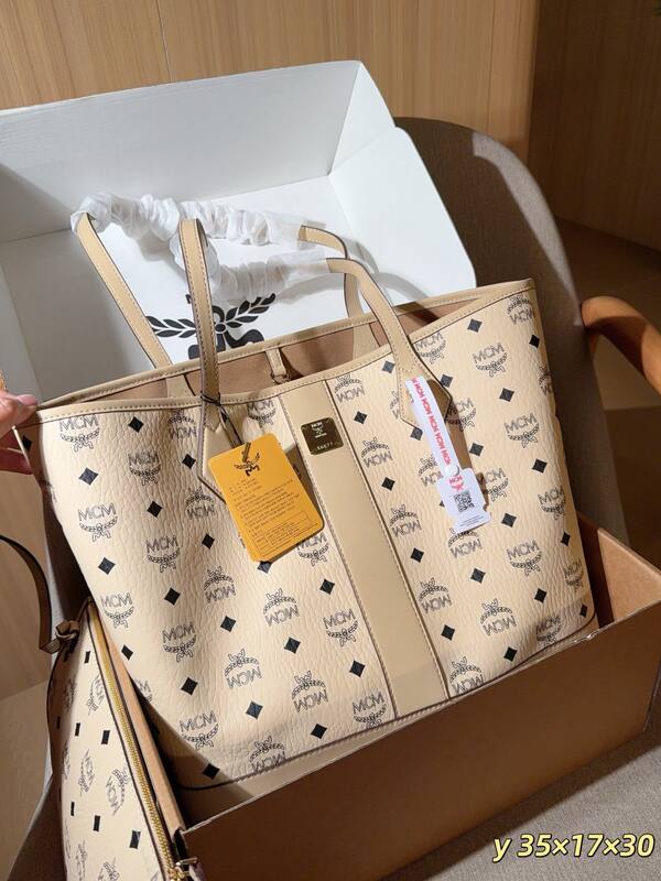 MCM Toni Beige Visetos 35x17x30cm tote — Top Quality Replica