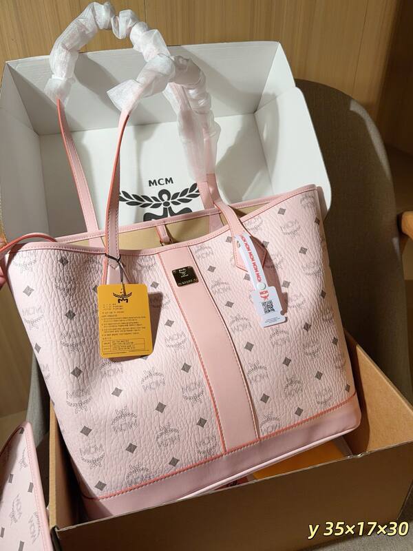MCM Toni Pink Visetos 35x17x30cm tote — Top Quality Replica