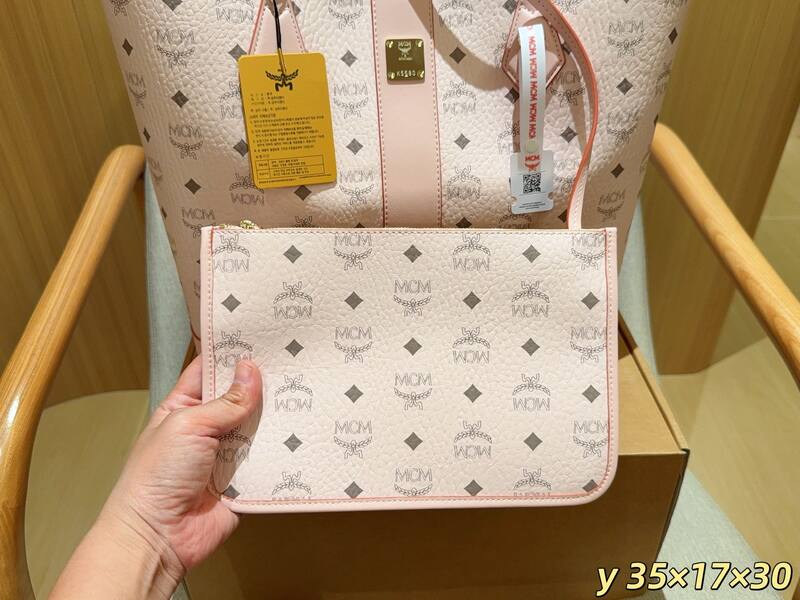 MCM Toni Pink Visetos 35x17x30cm tote — Top Quality Replica