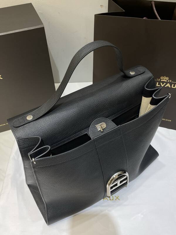 Delvaux Temp te Black grained leather shoulder — Top Quality Replica