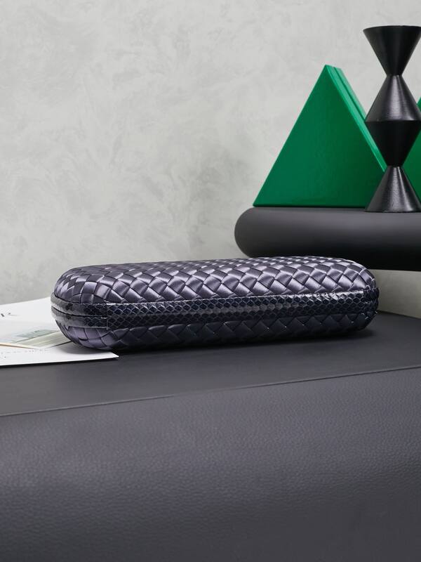 Bottega Veneta Knot Dark gray intrecciato satin evening bag — AAA Quality Replica