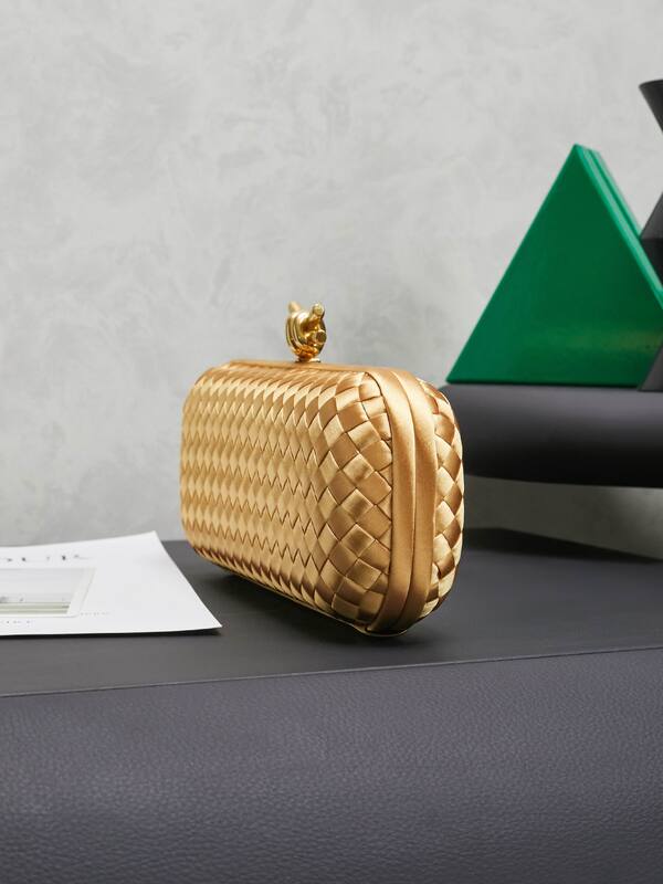 Bottega Veneta Knot Gold Intreccio Satin evening — Top Quality Replica