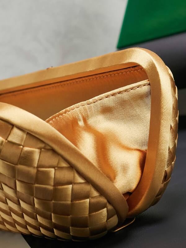 Bottega Veneta Knot Gold Intreccio Satin evening — Top Quality Replica