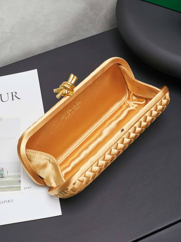 Bottega Veneta Knot Gold Intreccio Satin evening — Top Quality Replica