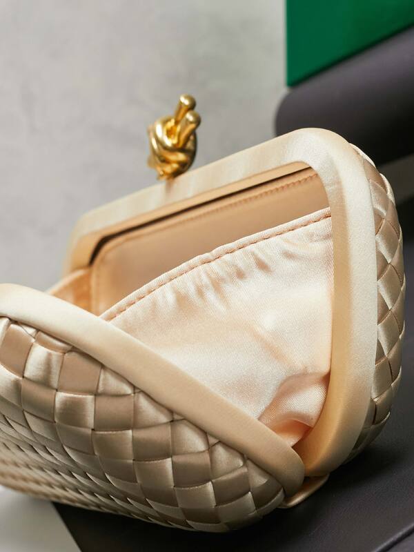Bottega Veneta Knot Champagne gold Intreccio satin evening — 1:1 Replica