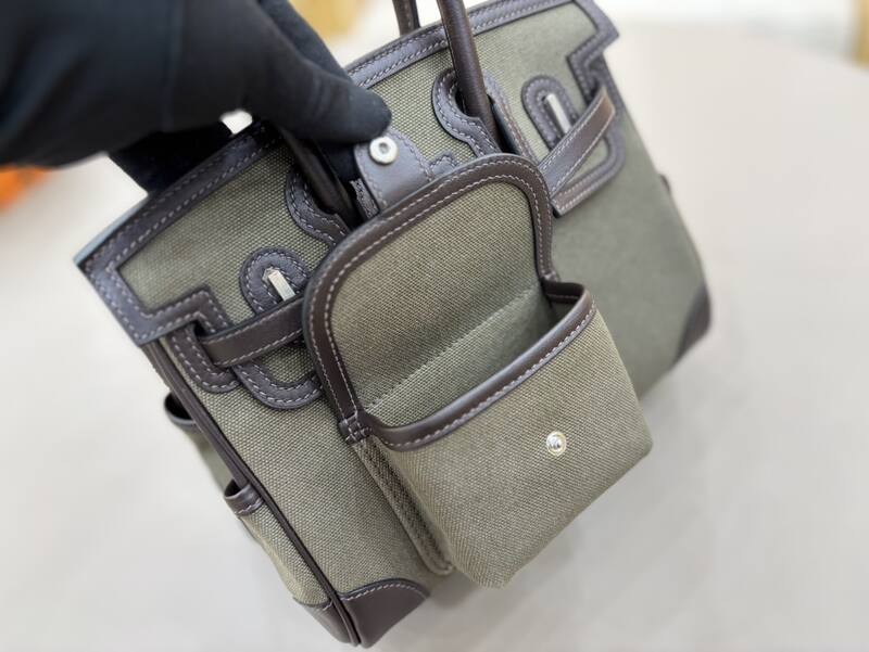 Hermes Cargo Birkin Khaki canvas and brown leather everyday — AAA Quality Replica