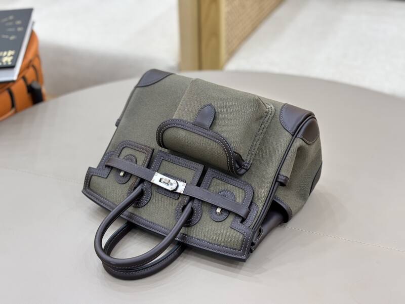 Hermes Cargo Birkin Khaki canvas and brown leather everyday — AAA Quality Replica