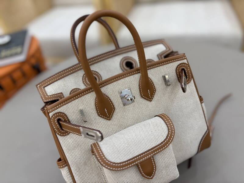 Hermes Cargo Birkin Beige canvas with brown leather everyday — 1:1 Replica