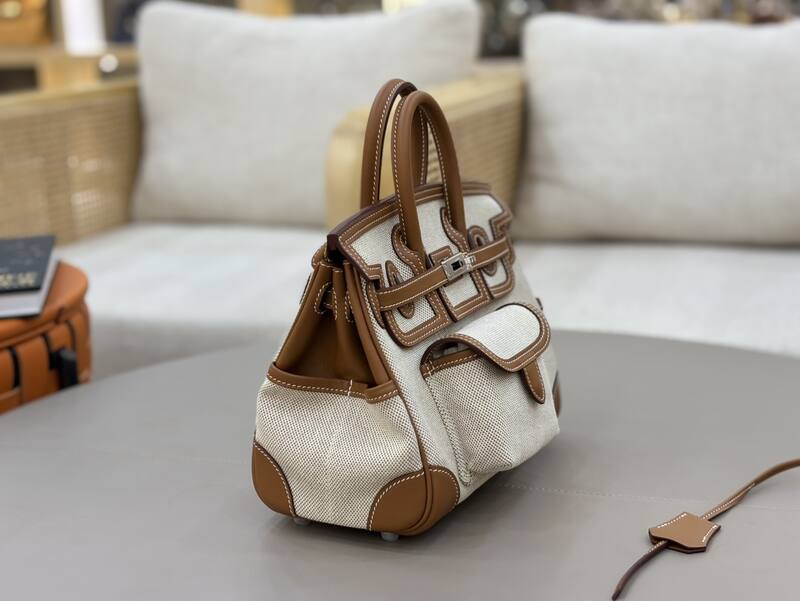 Hermes Cargo Birkin Beige canvas with brown leather everyday — 1:1 Replica