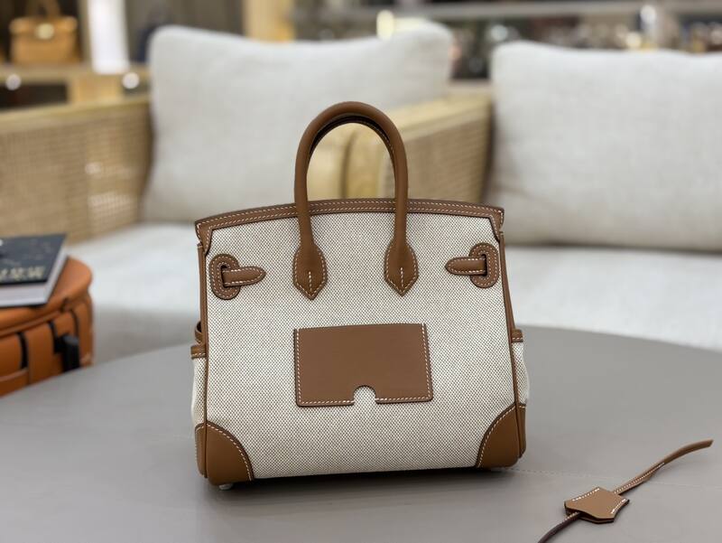 Hermes Cargo Birkin Beige canvas with brown leather everyday — 1:1 Replica