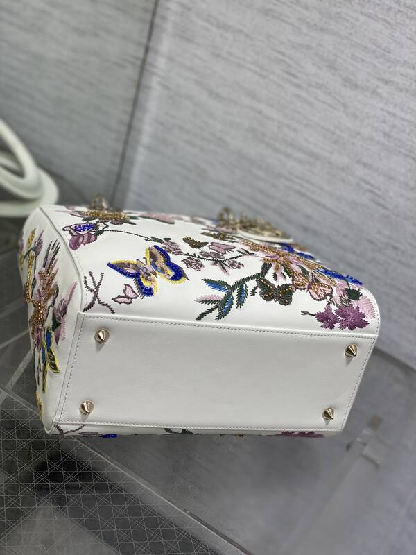 Dior Lady White floral embroidered small shoulder — AAA Quality Replica