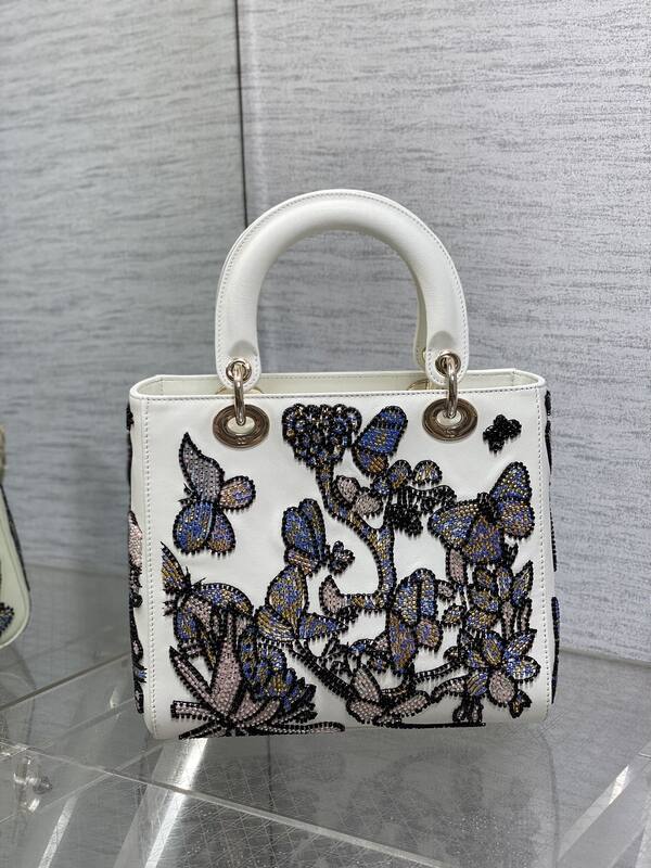 Dior Lady White multicolor beaded floral shoulder — Top Quality Replica