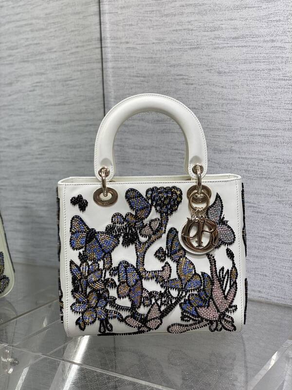Dior Lady White multicolor beaded floral shoulder — Top Quality Replica