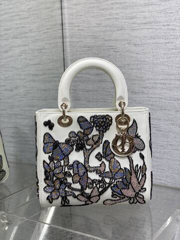 Dior Lady White multicolor beaded floral shoulder Top Quality Replica