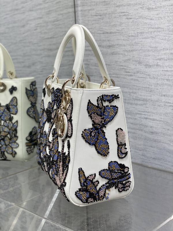 Dior Lady White multicolor beaded floral shoulder — Top Quality Replica