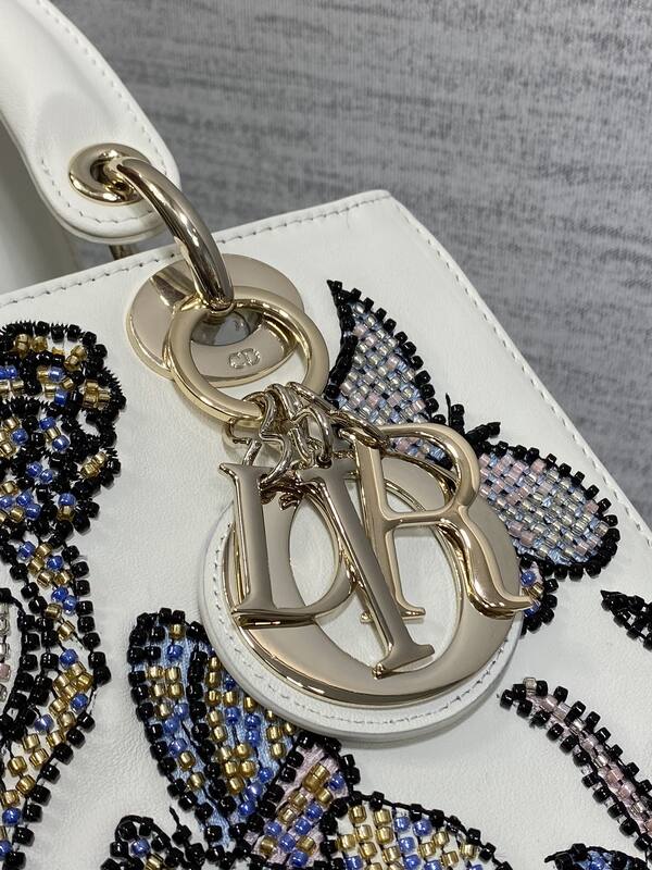 Dior Lady White multicolor beaded floral shoulder — Top Quality Replica