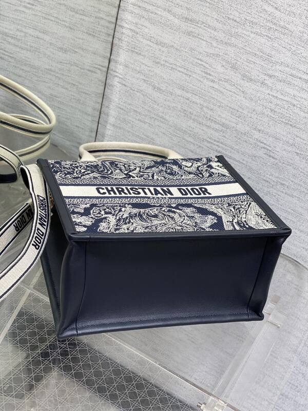 Dior Navy Blue and White Jacquard tote — Premium Replica