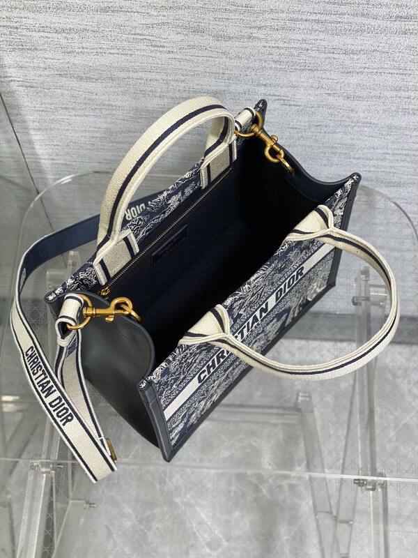 Dior Navy Blue and White Jacquard tote — Premium Replica