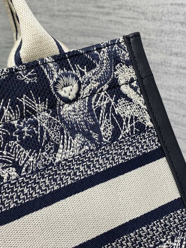 Dior Navy Blue and White Jacquard tote — Premium Replica