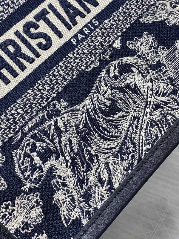 Dior Navy Blue and White Jacquard tote — Premium Replica