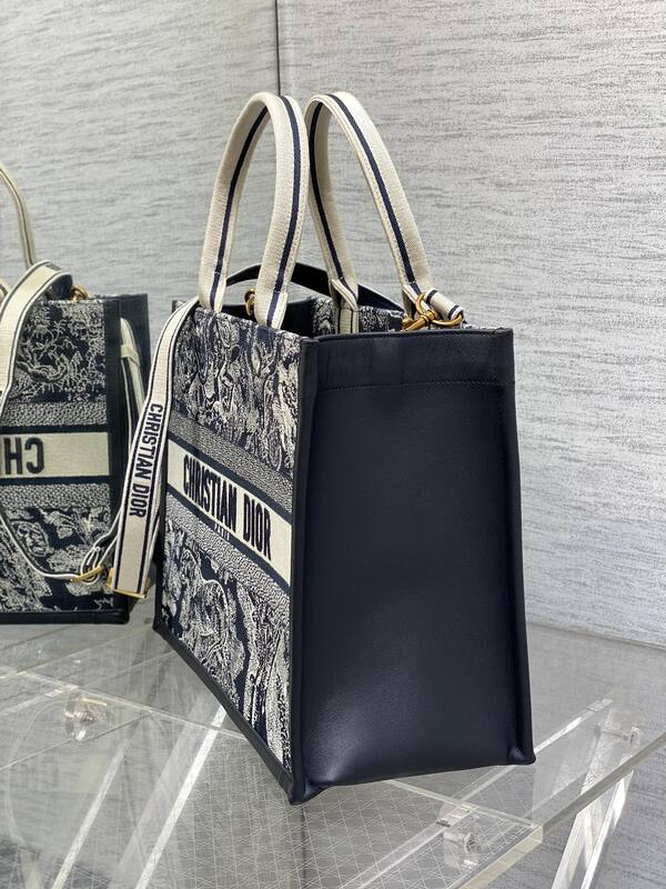 Dior Book Tote Navy and White Oblique embroidery — 1:1 Replica