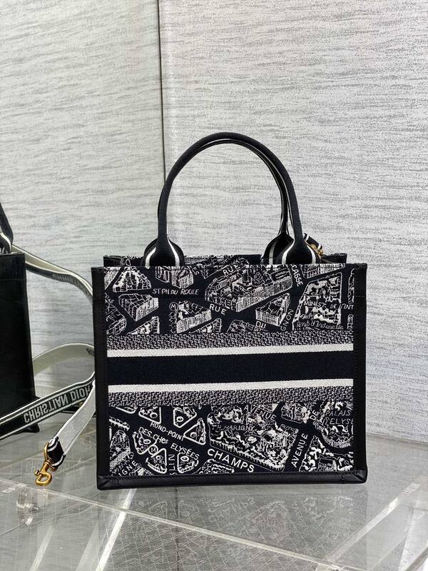 Dior Book Tote Black and white embroidered canvas — AAA Quality Replica