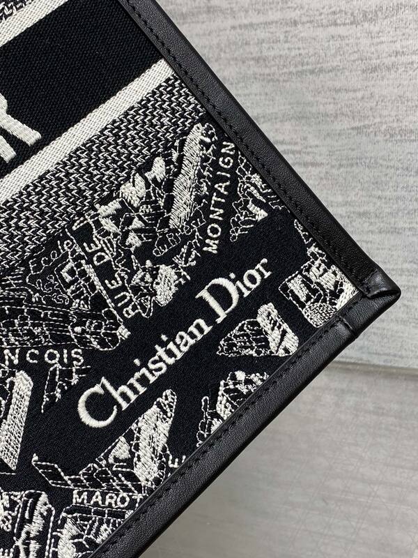 Dior Book Tote Black and white embroidered toile — Top Quality Replica
