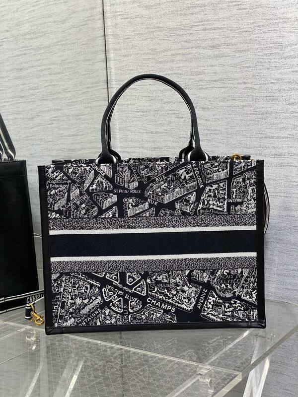 Dior Book Tote Black and white embroidered toile — Top Quality Replica