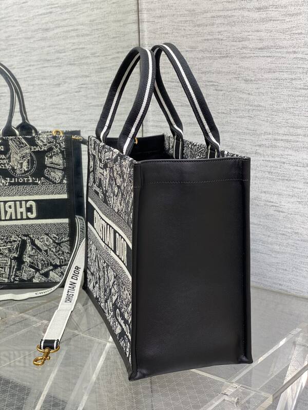 Dior Book Tote Black and white embroidered toile — Top Quality Replica