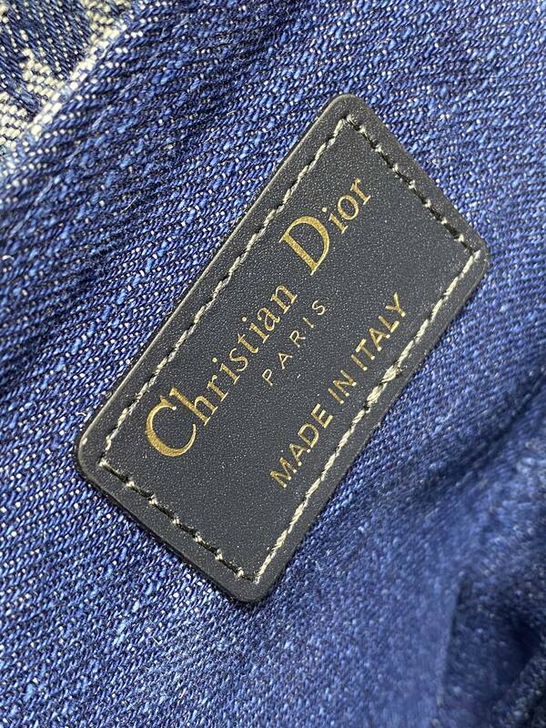 Dior Blue Oblique denim with black leather crossbody — Top Quality Replica