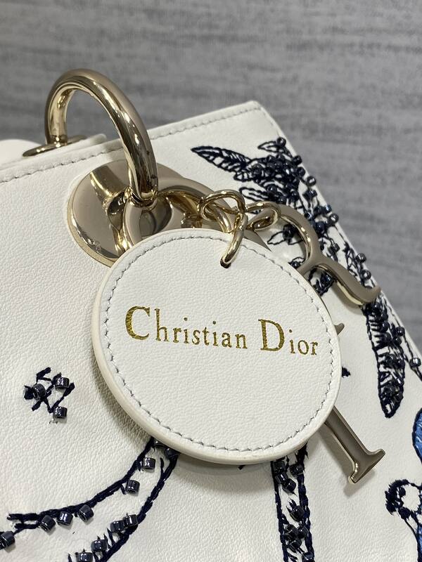 Dior Lady White with blue embroidery everyday — AAA Quality Replica