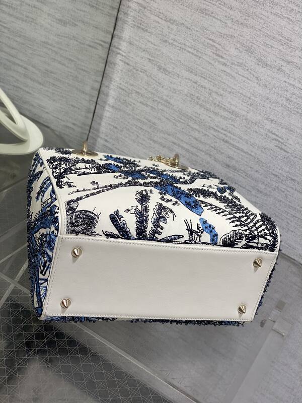 Dior Lady White with blue embroidery everyday — AAA Quality Replica