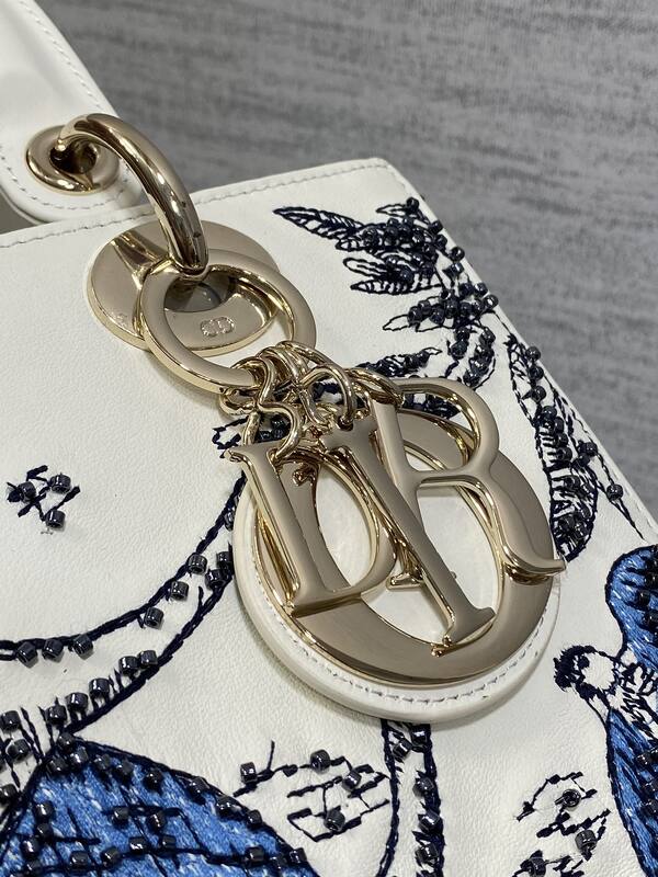 Dior Lady White with blue embroidery everyday — AAA Quality Replica