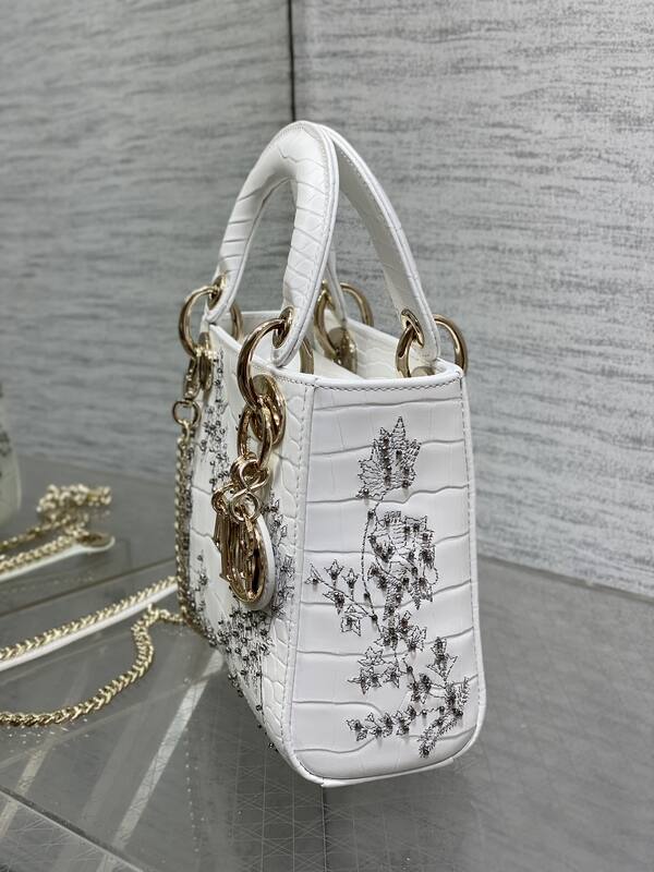 Dior Lady White croc-embossed mini crossbody — Top Quality Replica